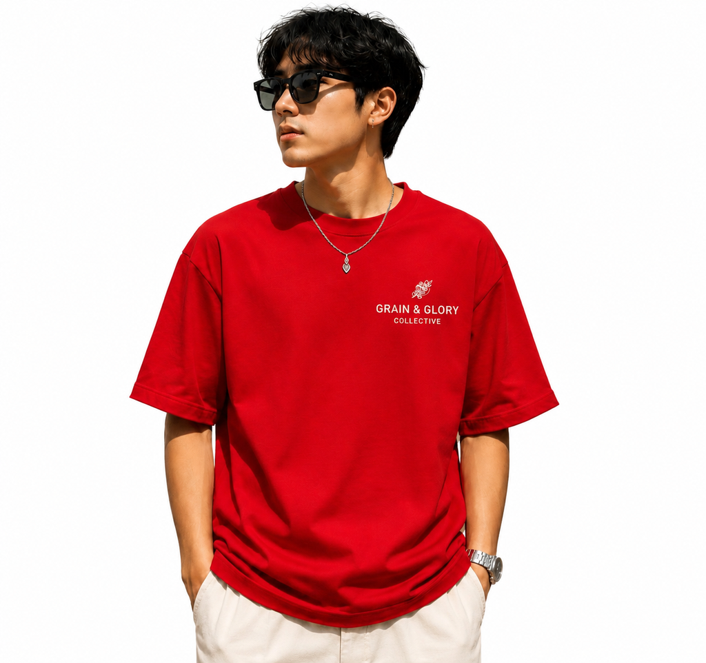 Red Mighty Marmots Oversize Graphic Tee