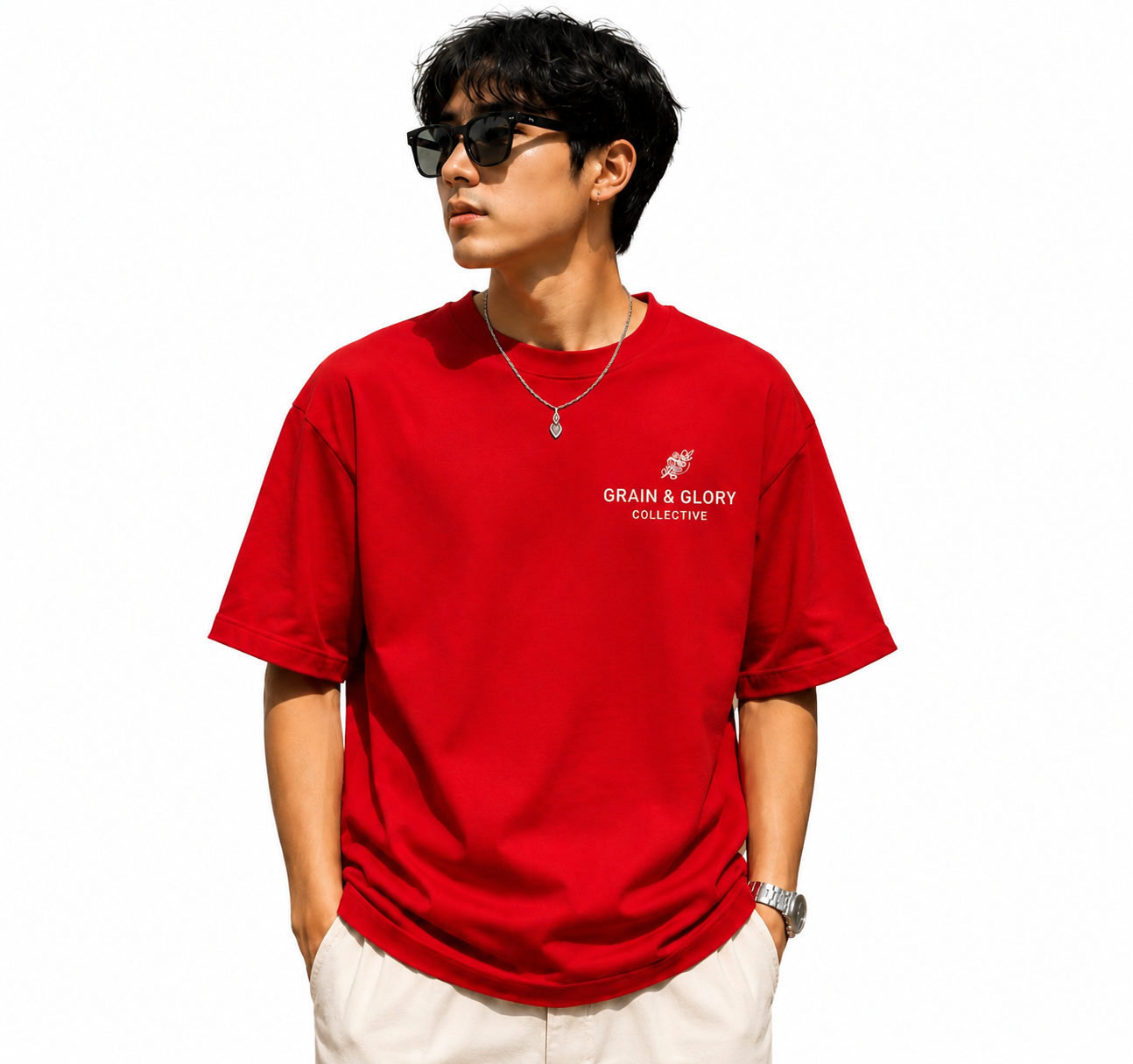 Red Mighty Marmots Oversize Graphic Tee