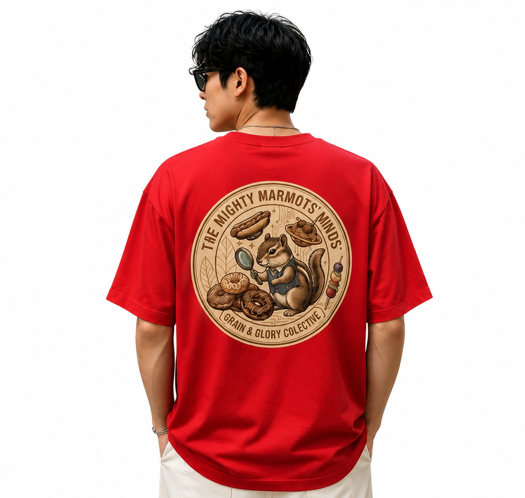 Red Mighty Marmots Oversize Graphic Tee
